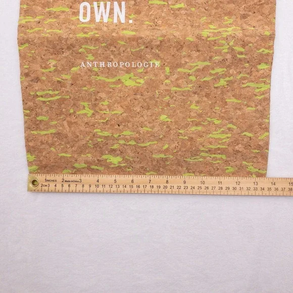 Anthropologie Tote Bag Women OS Brown Neon Green Cork Holding My Own Graphic - Picture 5 of 9